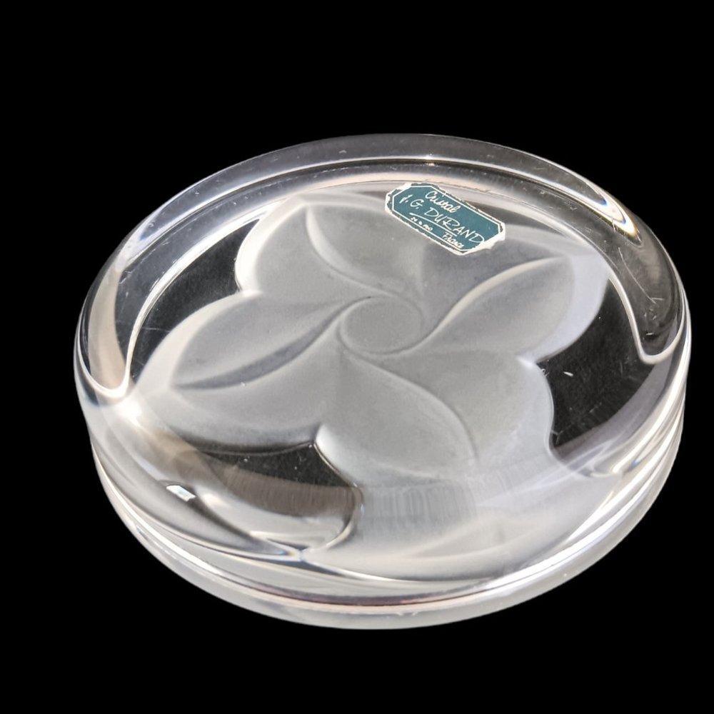J. G. Durand France Crystal Arques Flower Paperweight
